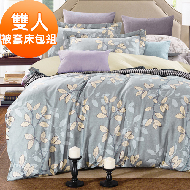 J-bedtime【小葉物語】台灣製牛奶絨吸濕排汗雙人被套床包組