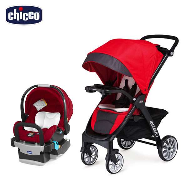 【贈雙重好禮】chicco-Bravo極致完美手推車限定版-絕美紅+KeyFit 手提汽座-亮麗紅