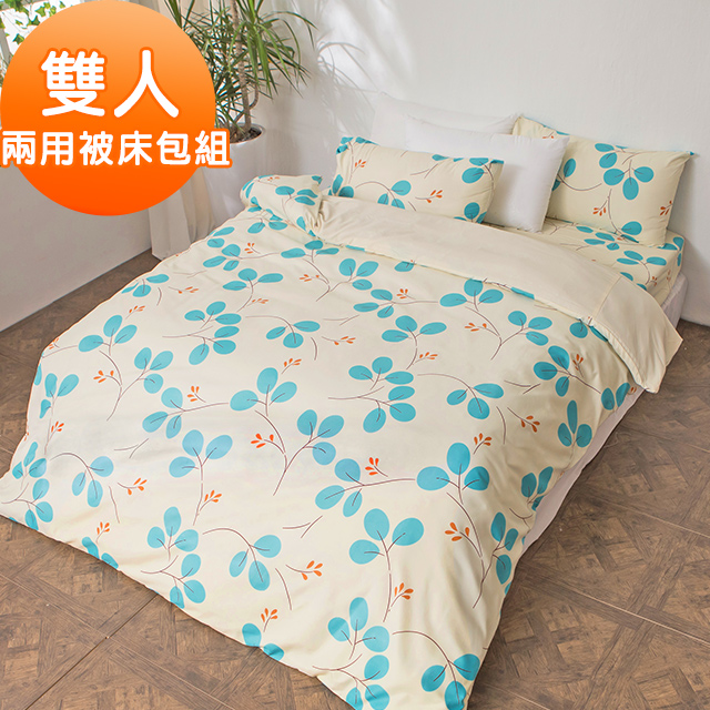 J-bedtime【蔓舞莊園】台灣製牛奶絨吸濕排汗雙人兩用舖棉被套床包組
