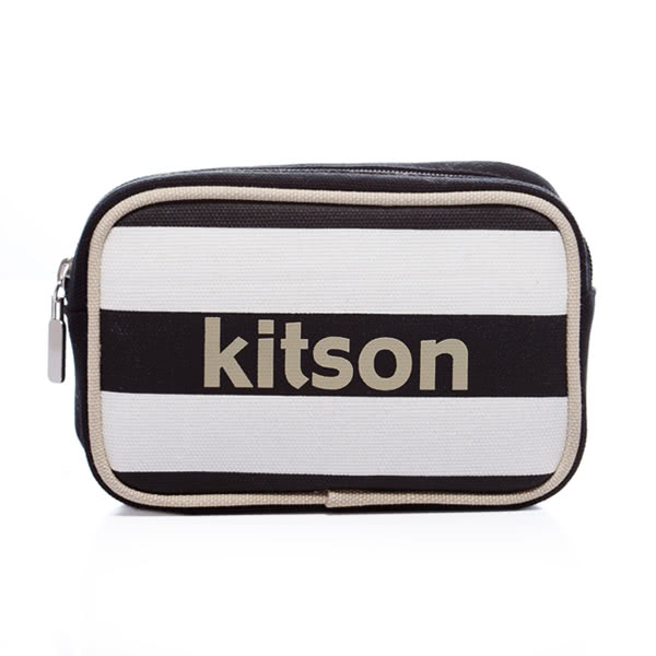 Kitson 海軍橫條化妝包-BLACK