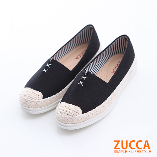 ZUCCA【z6320bk】編織縫線平底包鞋-黑色