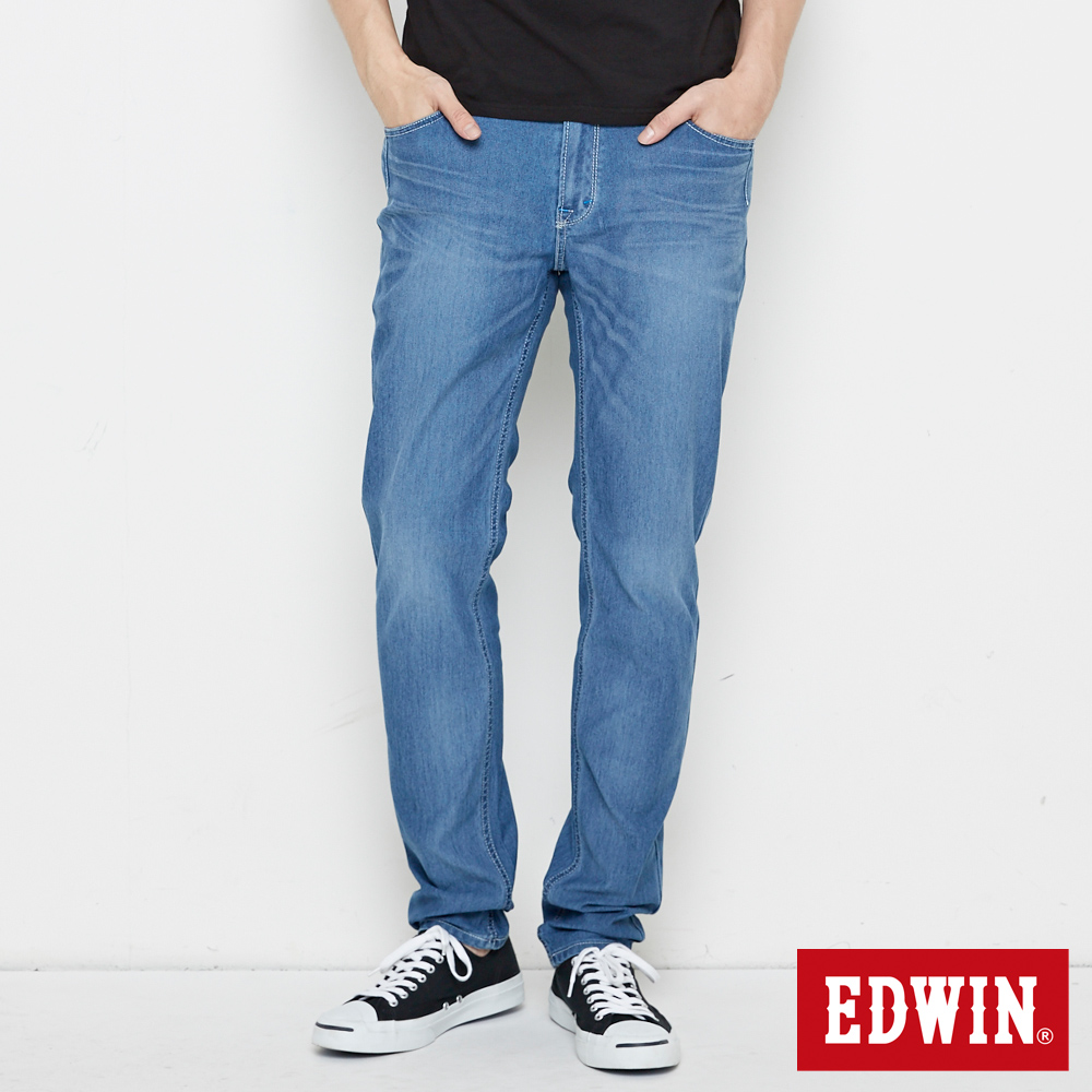 EDWIN JERSEYS 迦績 極涼AB牛仔褲-男款 石洗藍