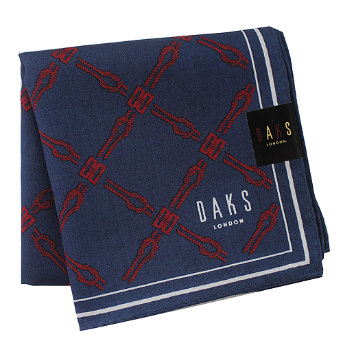 【DAKS】經典鎖鏈Logo帕領巾(深藍色)