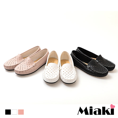 【Miaki】懶人鞋.MIT 百搭鏤空平底包鞋 (白色 / 粉色 / 黑色)