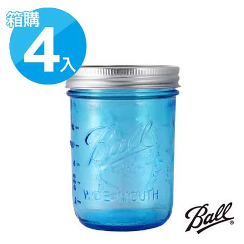 (4入)美國Ball 梅森
寬口密封罐(藍色)-16oz