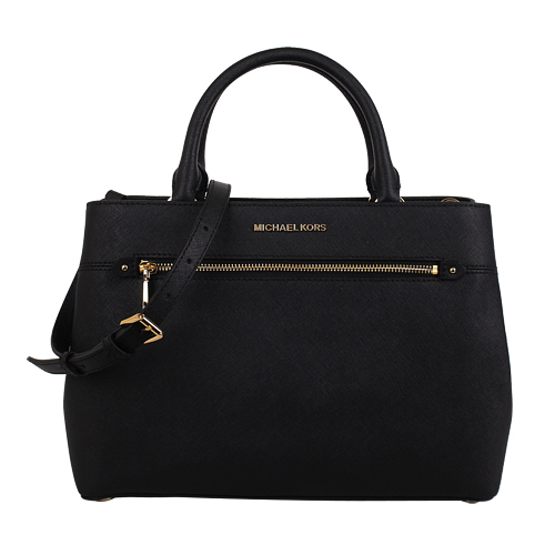 MICHAEL KORS-金字LOGO防刮三層手提/肩斜背方包/黑
