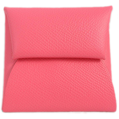HERMES Bastia 皮革 Epsom 8W 杜鵑粉零錢包 全新品