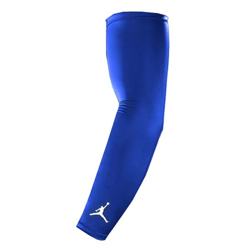 NIKE JORDAN DRI-FIT臂套-防曬 慢跑 單車 自行車 袖套 一雙入 藍白 L