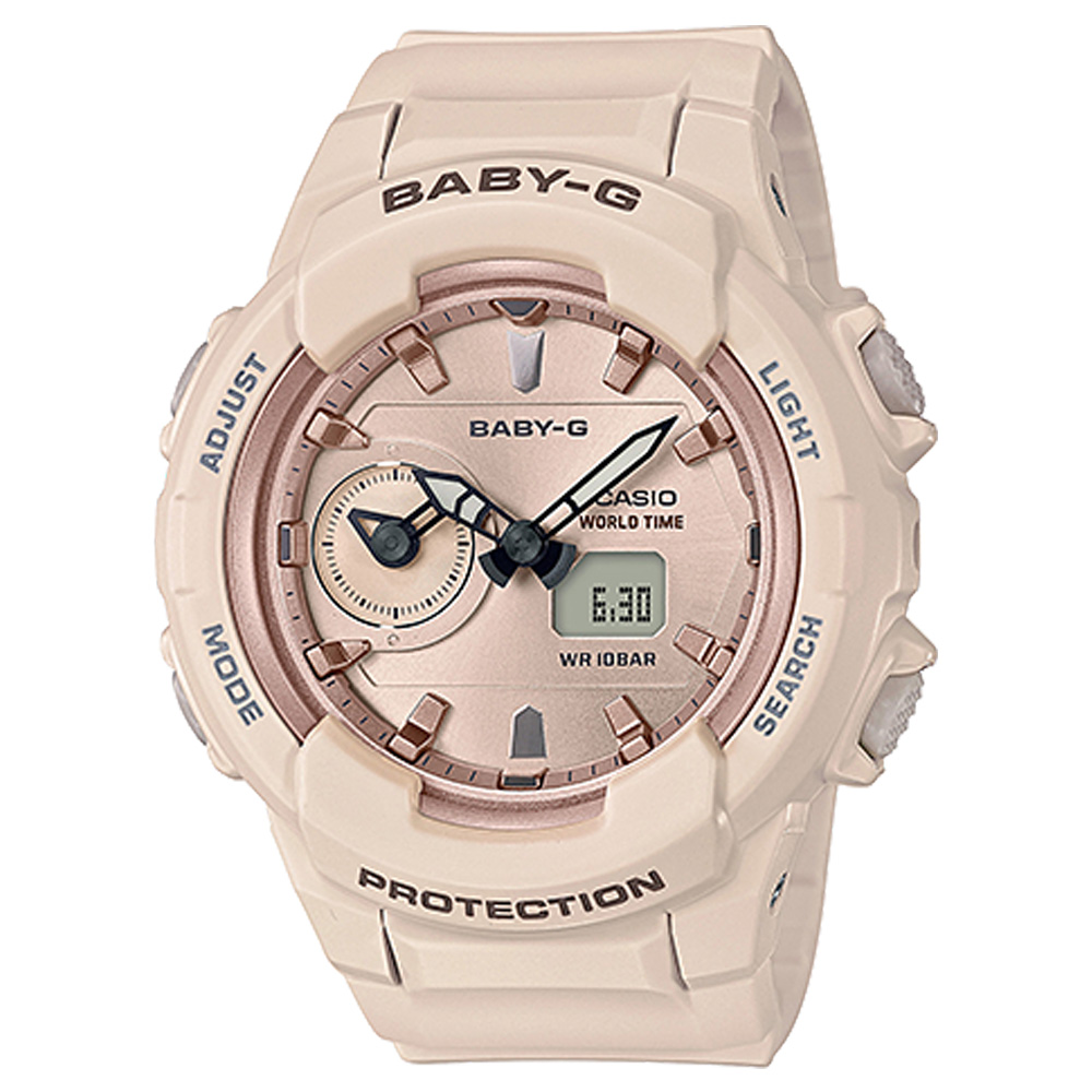 BABY-G 柔和氣質雙顯女錶 樹脂錶帶 防水100米 世界時間 BGA-230SA-4A
