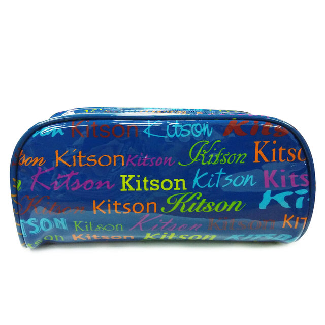 Kitson 繽紛LOGO 漆皮化妝包 (藍)