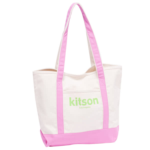 Kitson 全台獨家 休閒渡假風帆布托特包(輕甜粉)