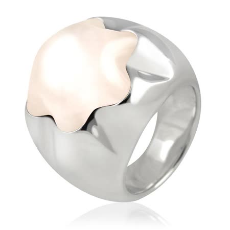 MONT BLANC 萬寶龍 六角星造型墜飾寬版純銀戒指-白色(52號)