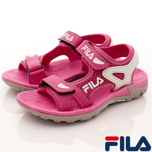 FILA頂級童鞋-運動休閒拖涼鞋-413S-233粉-(19-24cm)