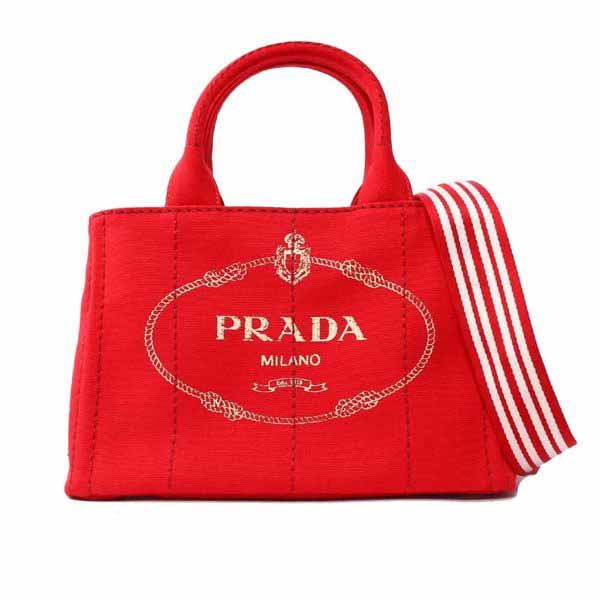 【PRADA】LOGO帆布手提/斜背二用包(紅色)