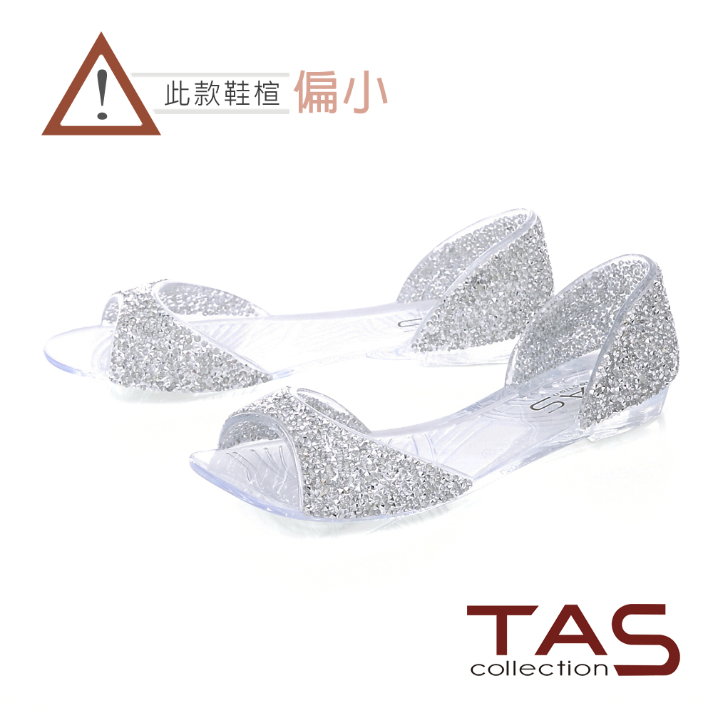 TAS滿版水鑽魚口後包涼鞋-亮眼白