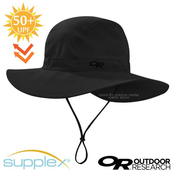 【美國 Outdoor Research】Ferrosi Wide-Brim Hat 抗UV防曬大盤帽子.圓盤帽(UPF50+.附帽繩)登山健行/自行車跑步帽/264398 黑