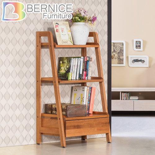 Bernice-維納1.8尺全實木單抽三層多功能收納置物架/書架