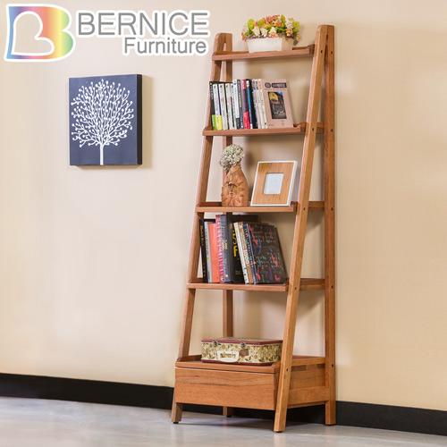 Bernice-維納1.8尺全實木單抽五層多功能收納置物架/書架