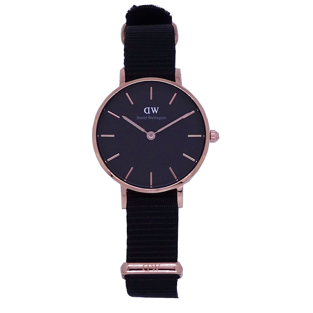 DW Daniel Wellington 經典中的珍貴收藏時尚優質尼龍帶腕錶-黑金/28mm-DW00100247