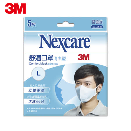 3M Nexcare清爽型舒適口罩-L(5片包)