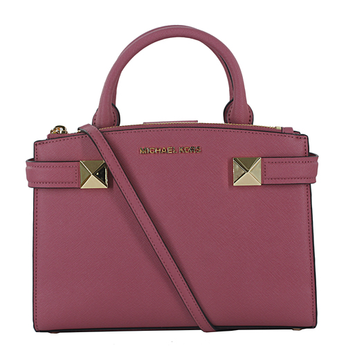 【Michael Kors】KARLA 大鉚釘防刮牛皮兩用包(粉紅色)