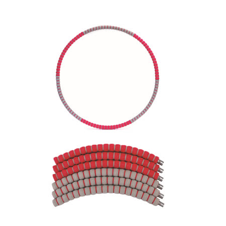PUSH!拼接式鋅合金鋼管泡棉可調節加重設計呼拉圈瘦腰圈健身器材(加重款)H27-1紅色