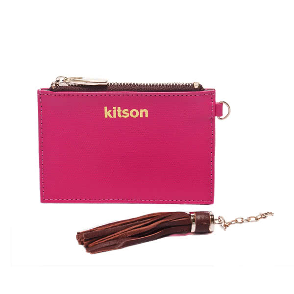 Kitson 流蘇Card case真皮鎖匙/零錢包-PINK