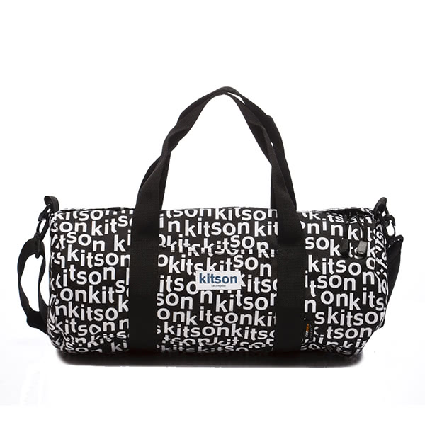 Kitson Outdoor 印花圖騰圓桶波士頓旅行包-BLACK