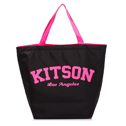Kitson 美式學院風寬口型托特包(BLACK)