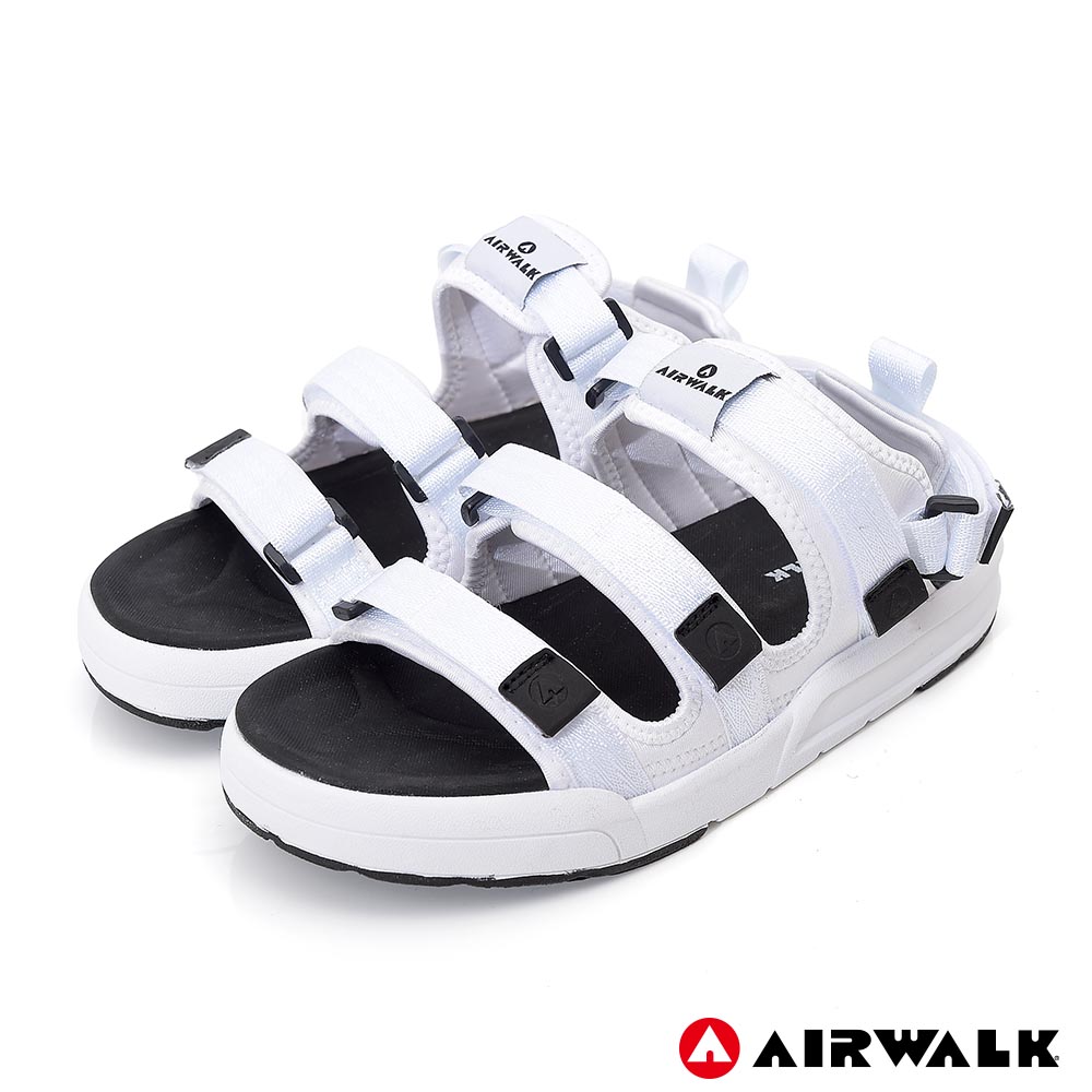 【AIRWALK-快速到貨】魔鬼氈增高二穿式涼鞋-情侶款(白色)