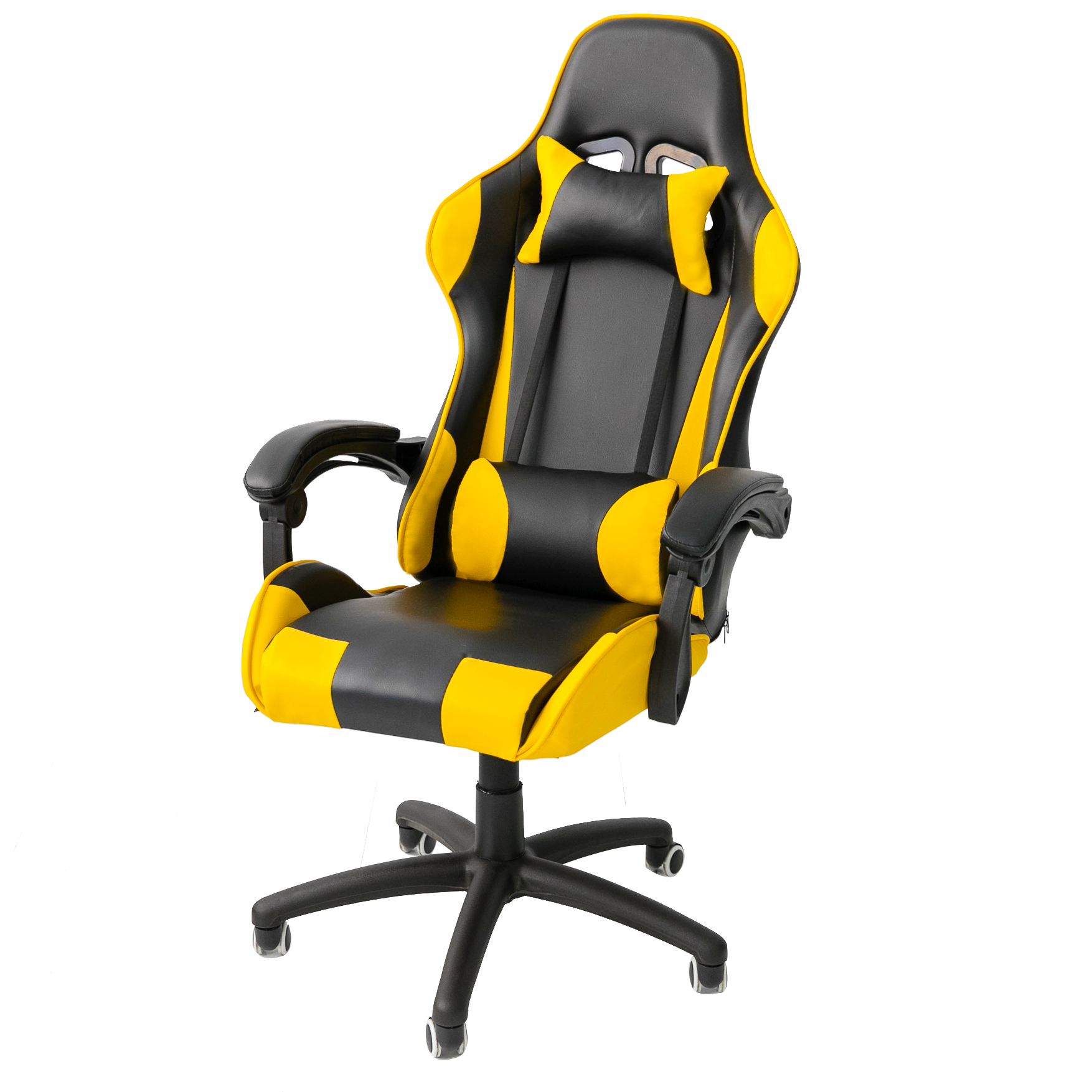 Abuy-立體包覆聯動椅背電競賽車椅-黃色款