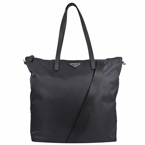 PRADA 三角LOGO尼龍帆布兩用托特購物包.深藍