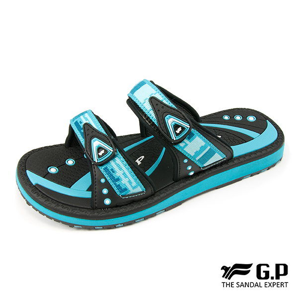 【G.P 女款時尚休閒織帶風雙帶拖鞋】G8550W-淺藍色(SIZE:36-39 共三色)