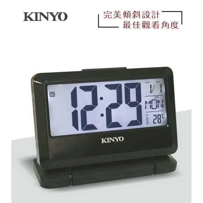 【KINYO】大字幕可傾斜LCD多功能電子鐘 (TD-391)