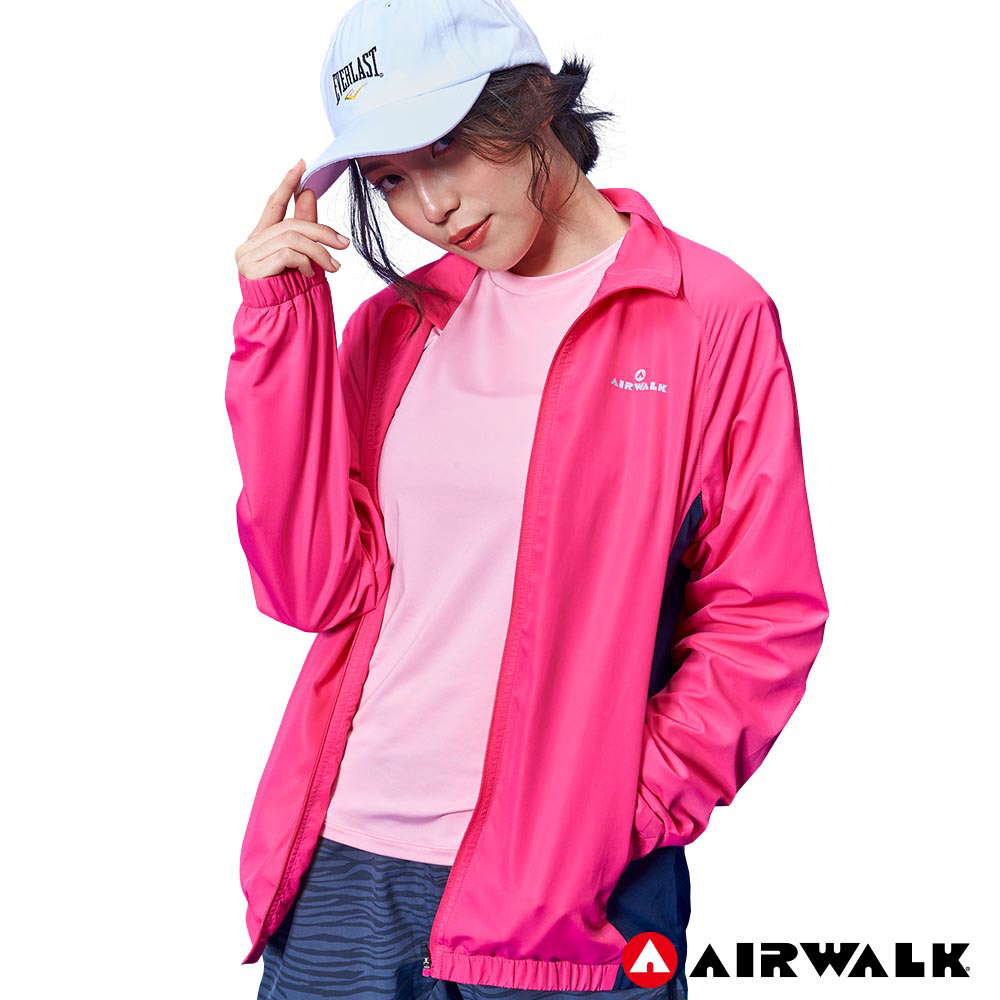 【AIRWALK】女款立領風衣外套- 桃紅
