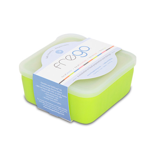 美國FREGO矽膠護套環保玻璃保鮮盒(萊姆綠)-0.5L