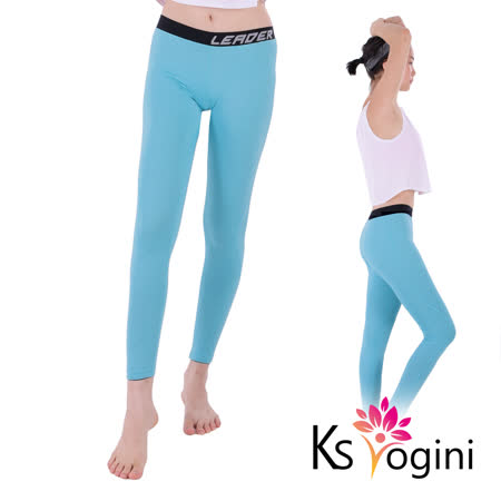 KS yogini 點點反光印 彈力修身運動褲 瑜珈褲 藍底小圓點