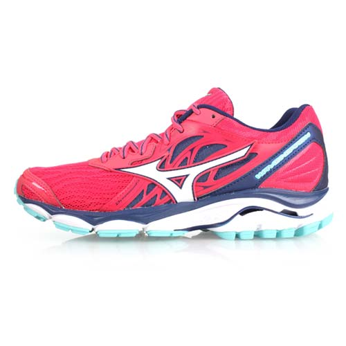 (女) MIZUNO WAVE INSPIRE 14 慢跑鞋-路跑 訓練 美津濃 紅白丈青