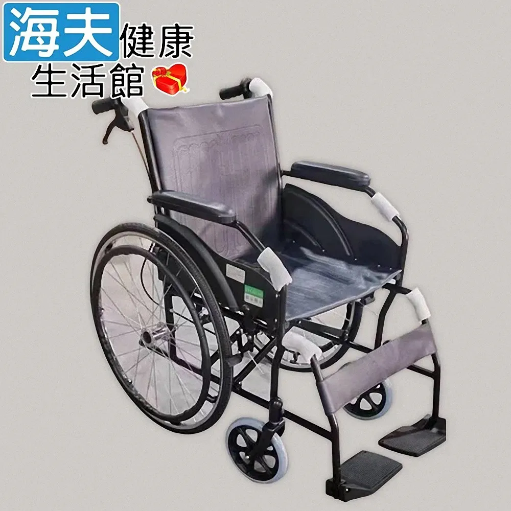 頤辰醫療 機械式輪椅(未滅菌)【海夫健康生活館】頤辰24吋輪椅 鐵製/加強型座後背墊PVC/A款(YC-809PVC)