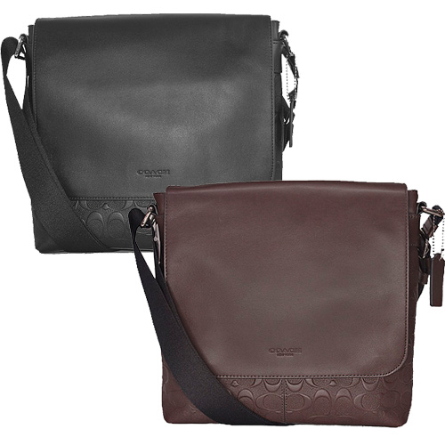 【COACH】立體浮雕C Logo掀蓋斜背包-兩色F72220