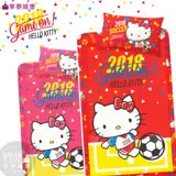 【享夢城堡】單人床包枕套3.5X6.2二件式組-HELLO KITTY 2018世足-粉.紅