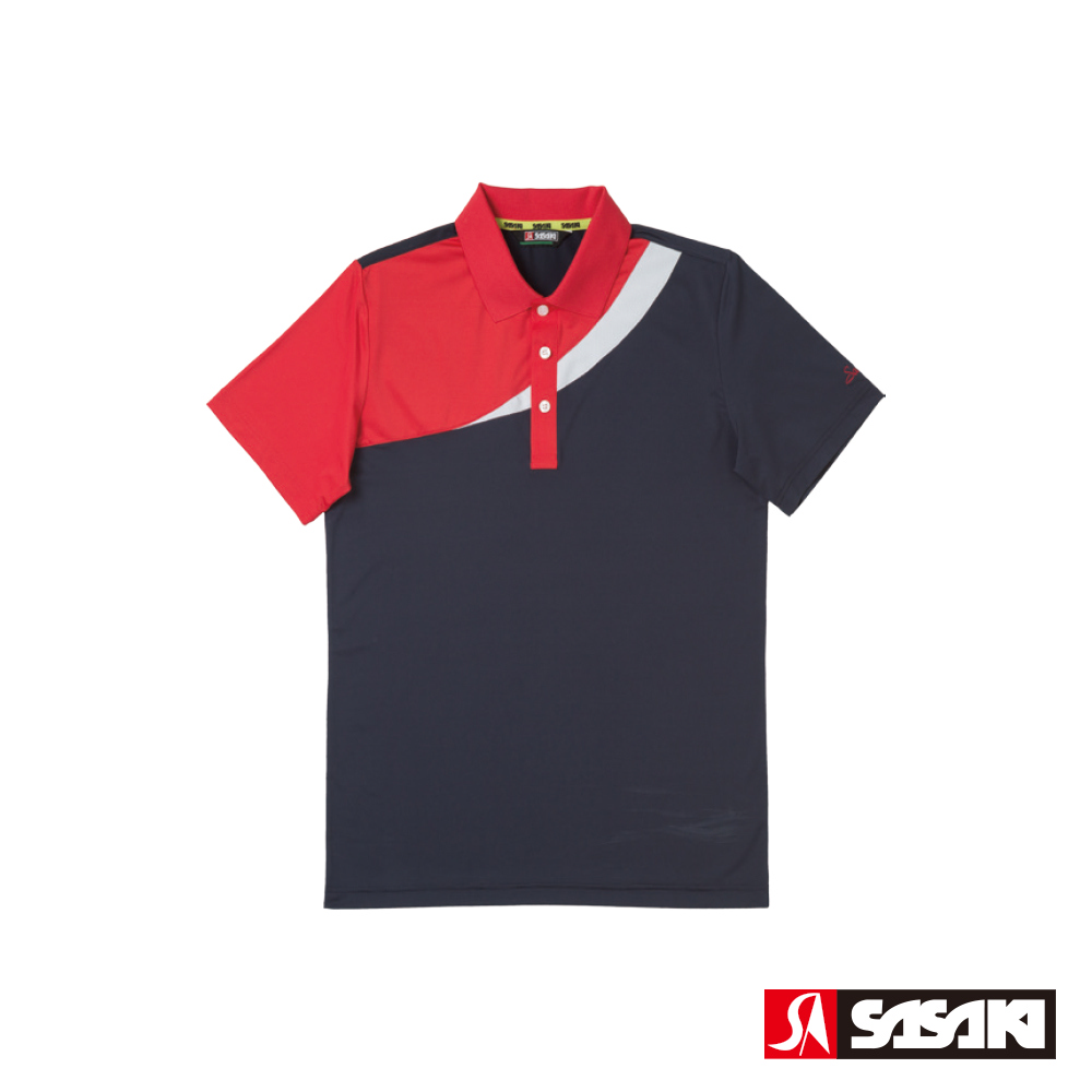 SASAKI 高彈力吸濕排汗功能運動短衫-男-丈青/紅