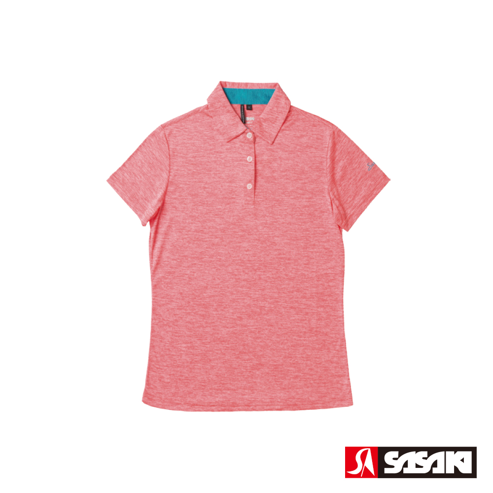 SASAKI 抗紫外線速乾吸排功能休閒POLO短衫-女-豔桔/科技藍