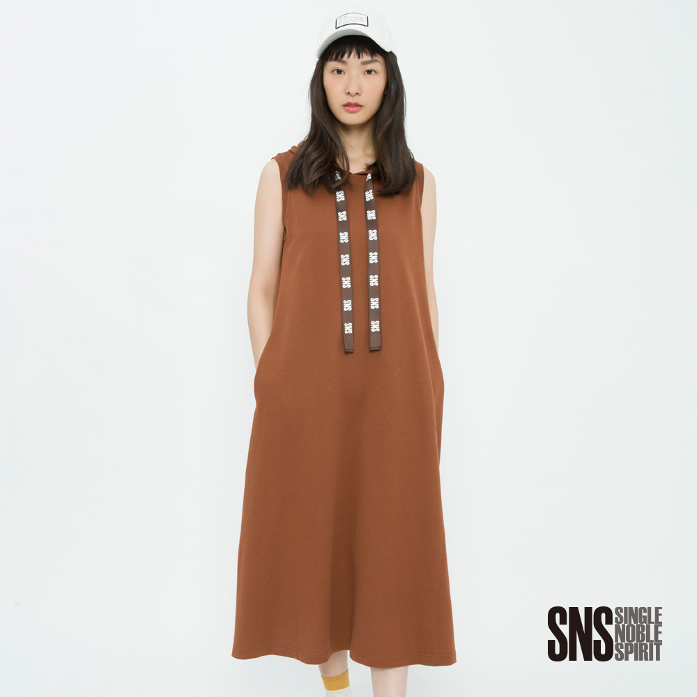 SNS 潮流風味品牌抽繩連帽輕透洋裝(2色)