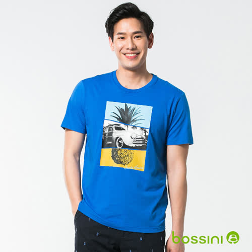 男裝-印花短袖T恤 37藍紫