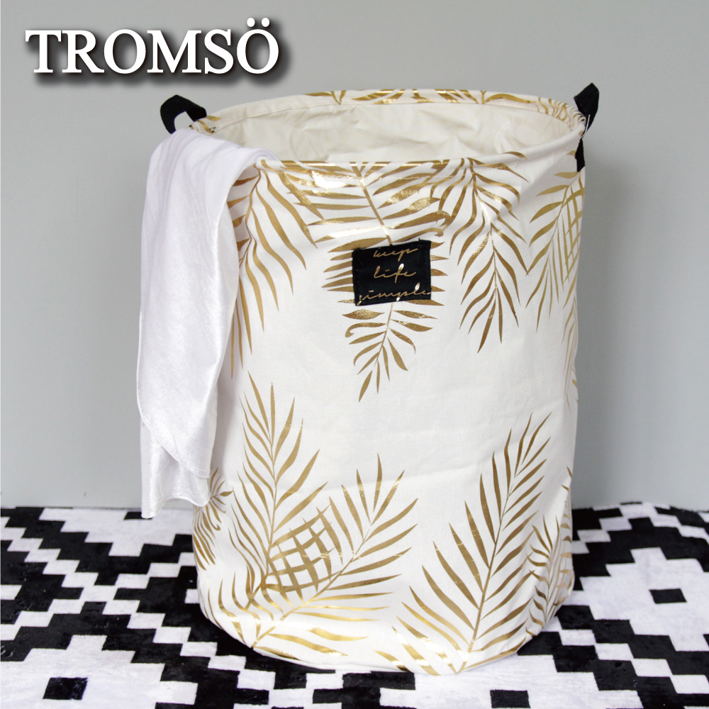 TROMSO陽光加州-特大燙金棉布洗衣籃-夏日金葉