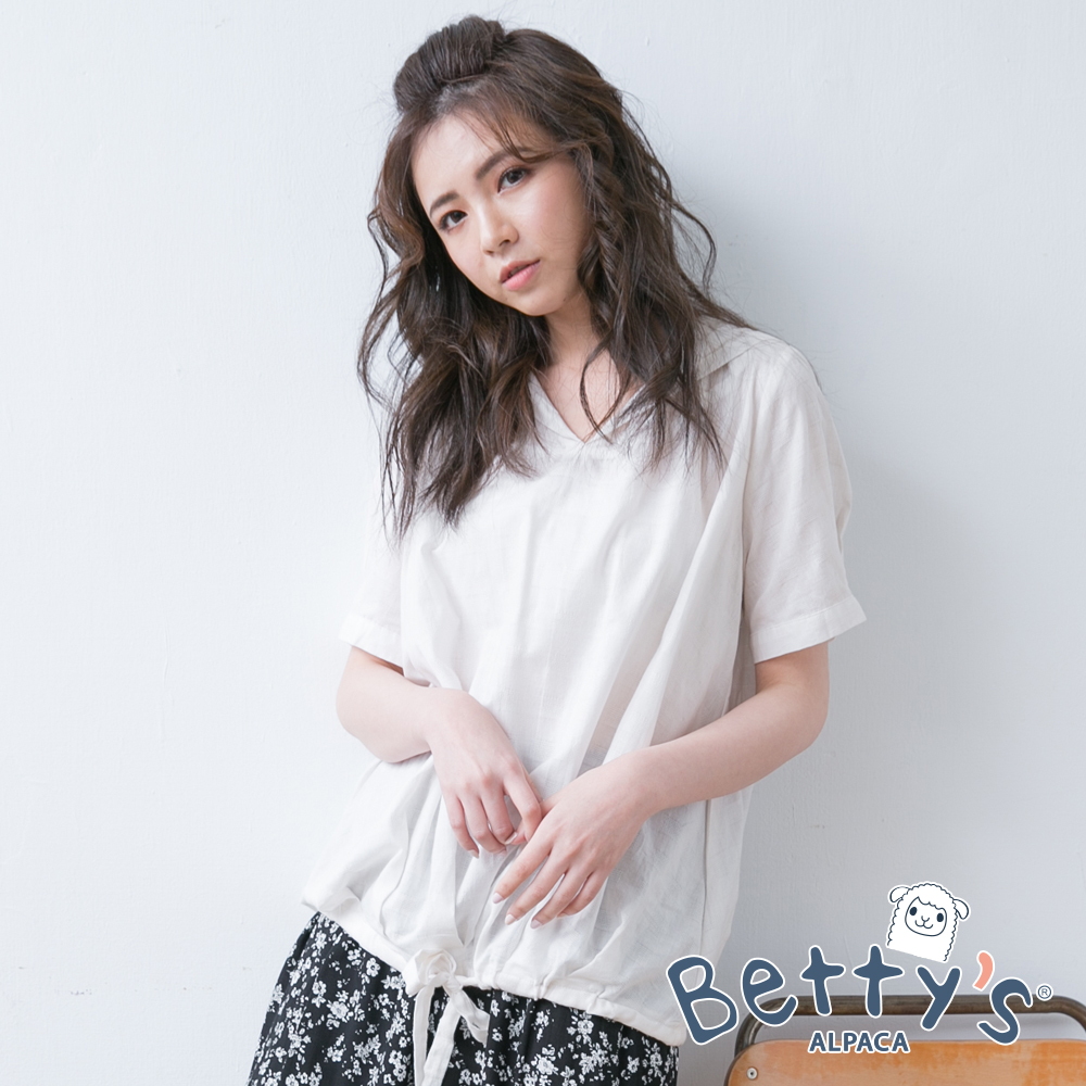 寬鬆連帽下擺抽繩襯衫(米白)