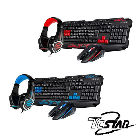 T.C.STAR USB電競耳麥鍵鼠組 (KIT9908) 耳機鍵盤滑鼠組