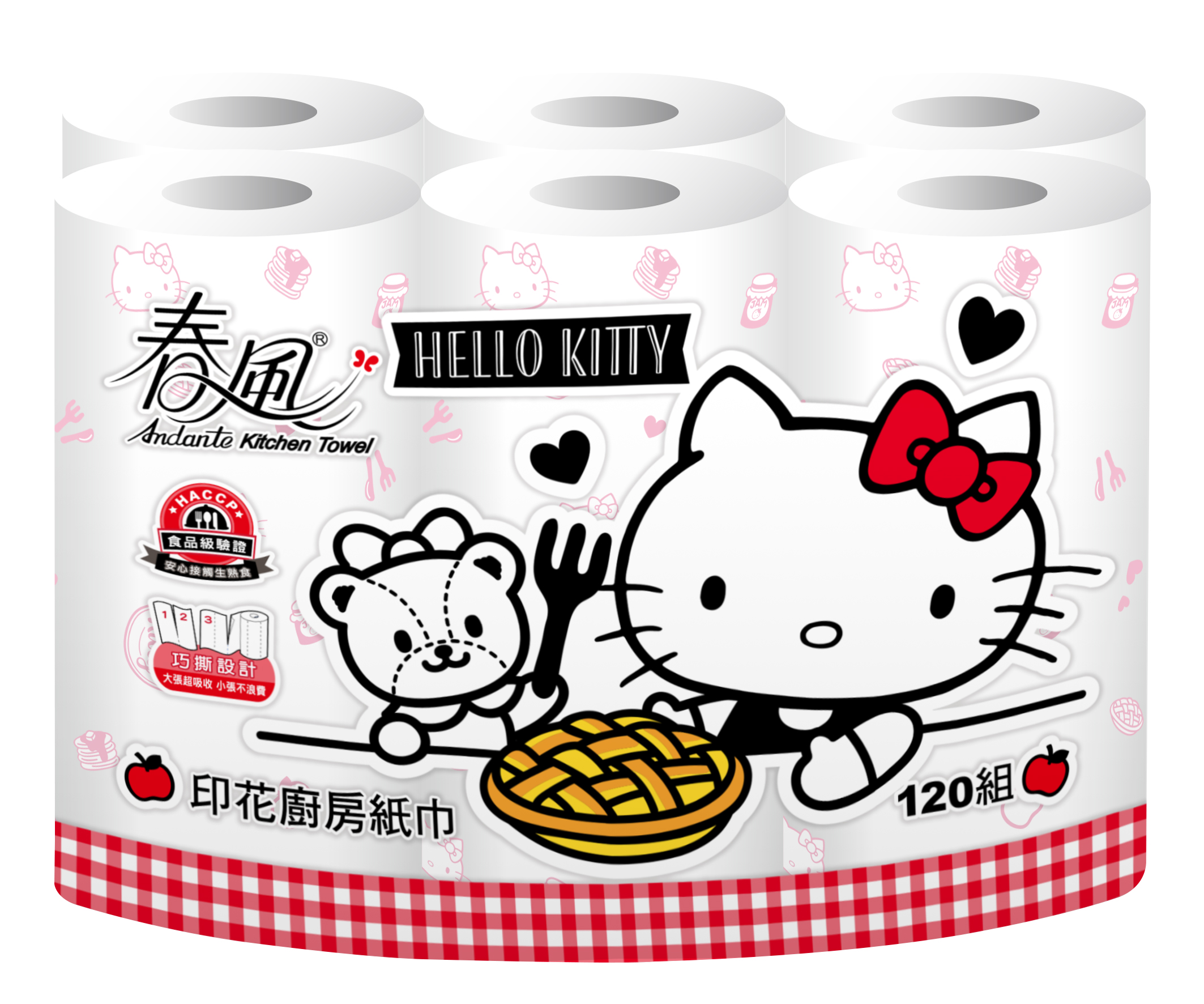 《春風》印花廚房紙巾-Hello Kitty分享篇(120組*6粒*8串)/箱