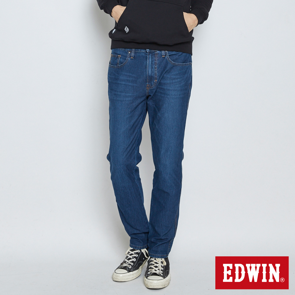 EDWIN 迦績褲 大尺碼 3E伸縮中直筒牛仔褲 -男款-石洗綠